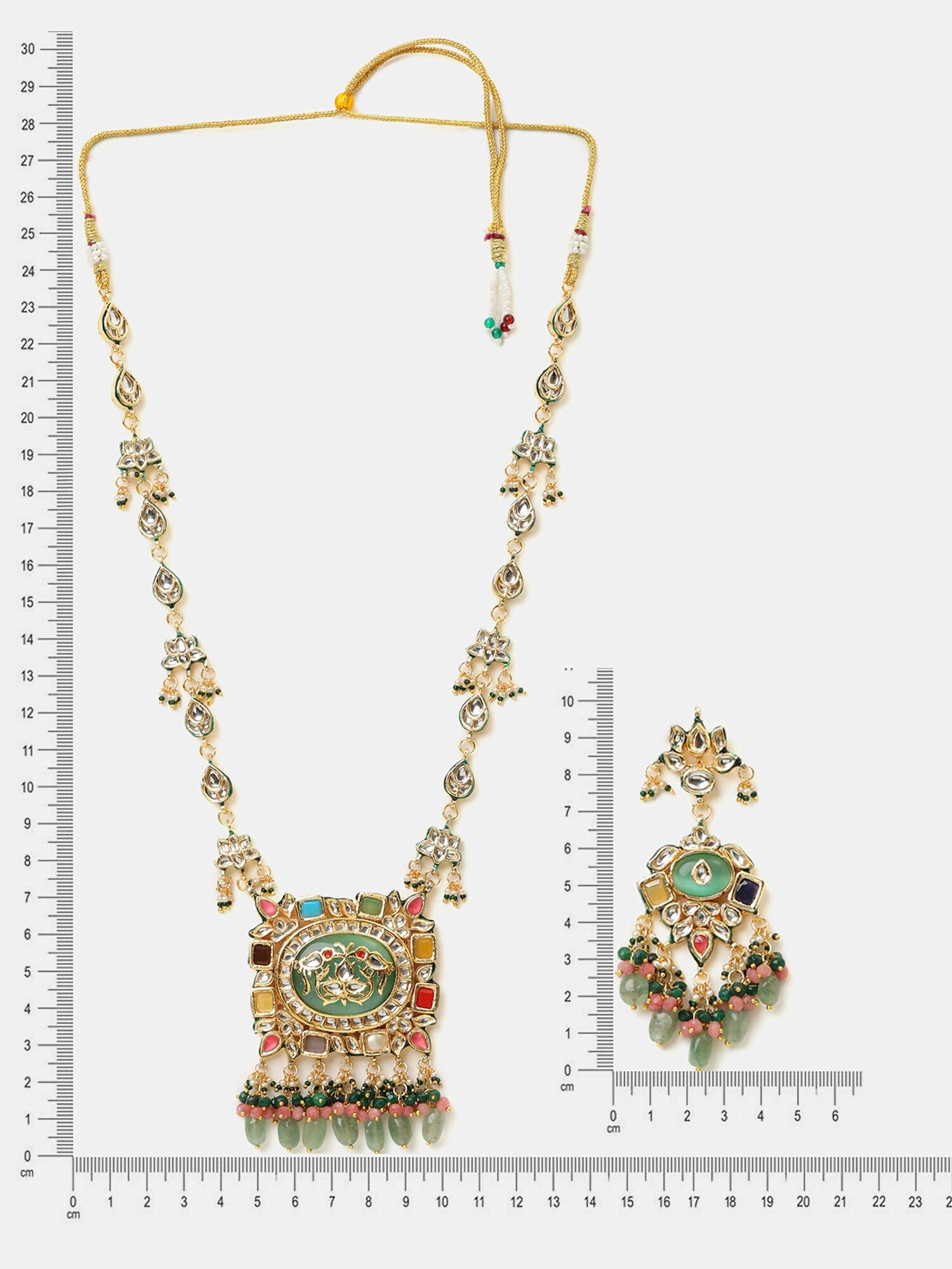 Ruby Raang Kundan Haar With Matching Earrings