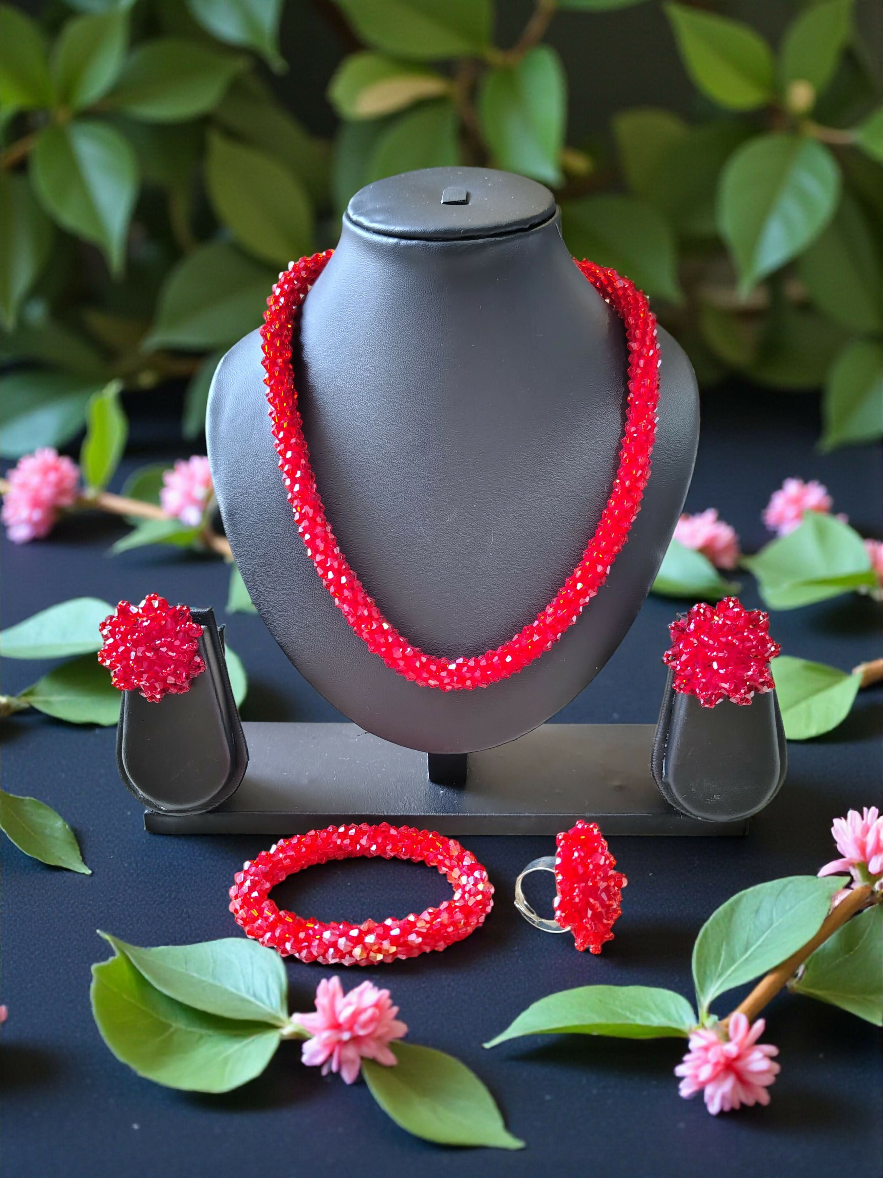 Inhanns Rangshine 4-In-1 Crystal Glam Set - Handmade - Red