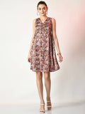 Myshka Women's Multi A-Line Printed Dress - Distacart