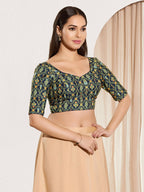 Joban Fashion Navy Blue Viscose Rayon Padded Blouse With Sweetheart Neck Elbow Sleeves - Distacart