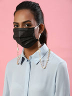White Golden Embellished Mask Chain - Ruby Raang - Distacart