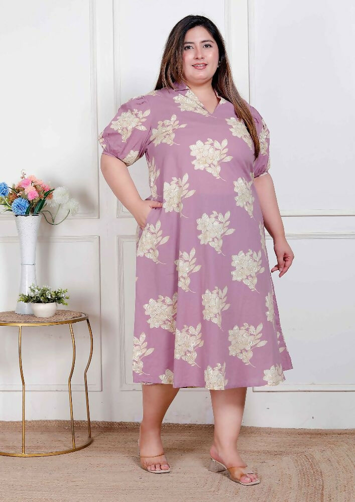 Miravan Plus Size Womens Lavender Floral Printed A-Line Maxi Dress - Distacart