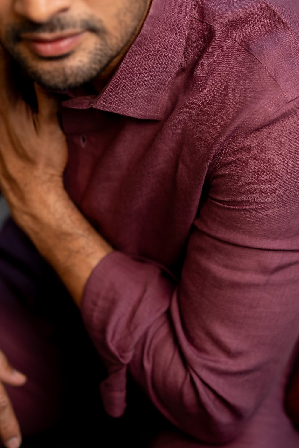 Linen Burgundy Coastal Muse Shirt By Hilo Design