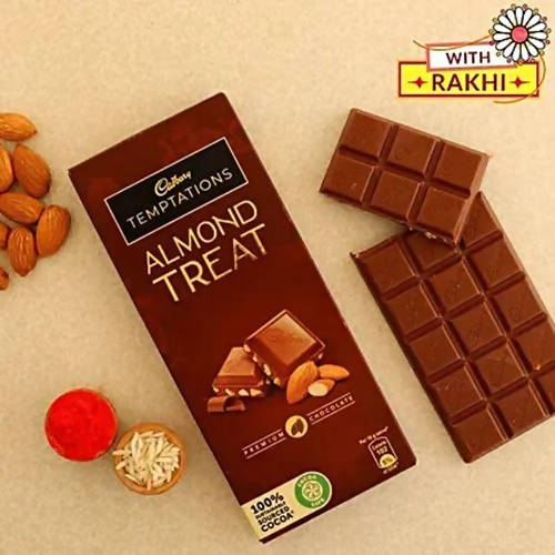 Ethnic Zardosi Rakhi & Almond Treat Chocolate - Distacart