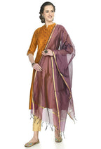 Mominos Fashion Moeza Banarsi Piping Purple Dupatta