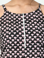 Myshka Women's Black Straight Printed Kurta