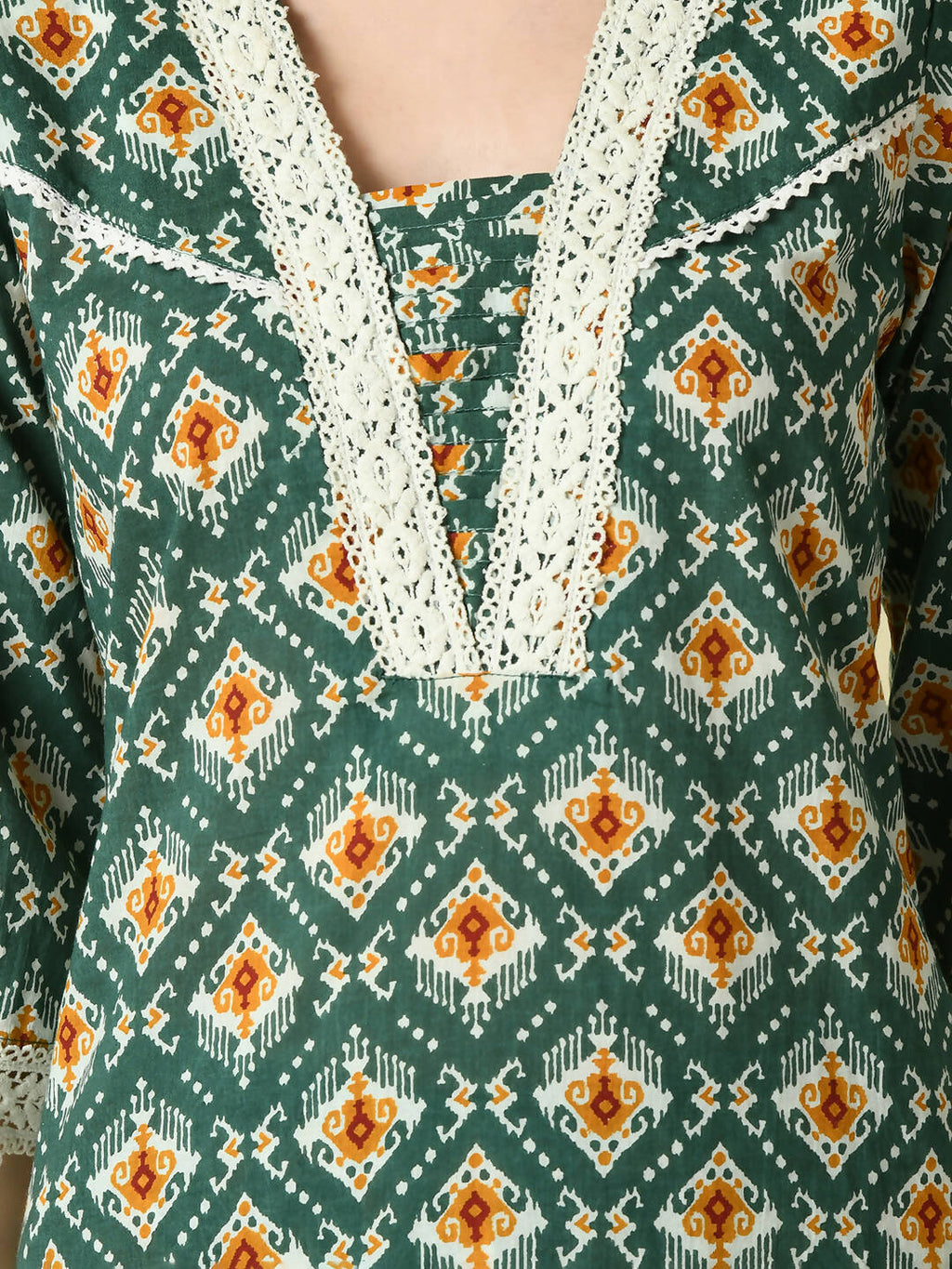 Myshka Women's Green Straight Printed Kurta