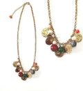 Bling Accessories Antique Brass Finish Brass Metal Coral Semi Precious Coin Charm Necklace with Real Baroque Pearls