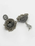 NVR Women's Silver-Toned German Silver Oxidised Dome Shaped Jhumka Earrings - Distacart