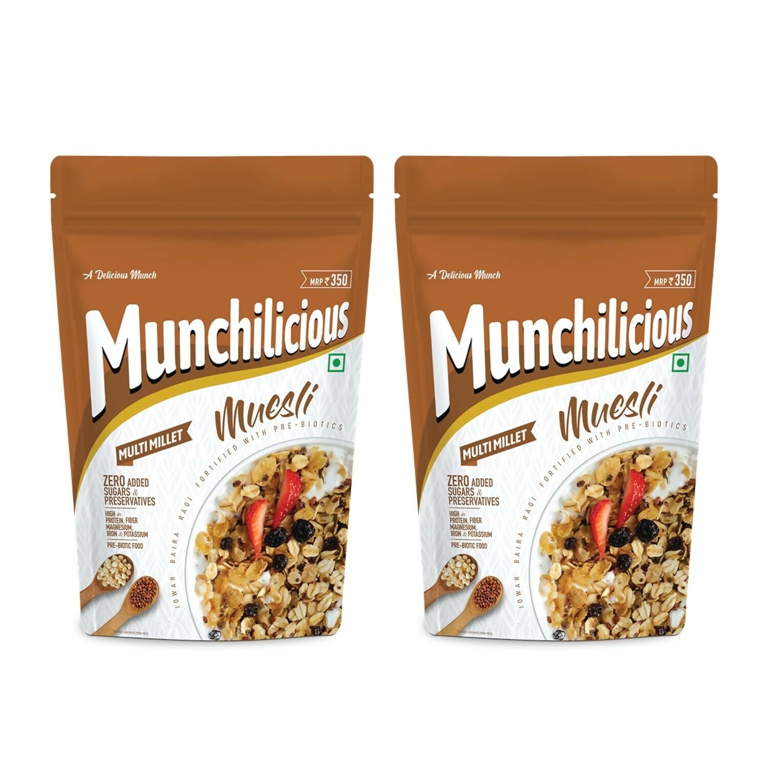 Munchilicious MultiMillet Muesli Fruits, Nuts & Seeds Crunchy Millets, High in Fibre and Protein
