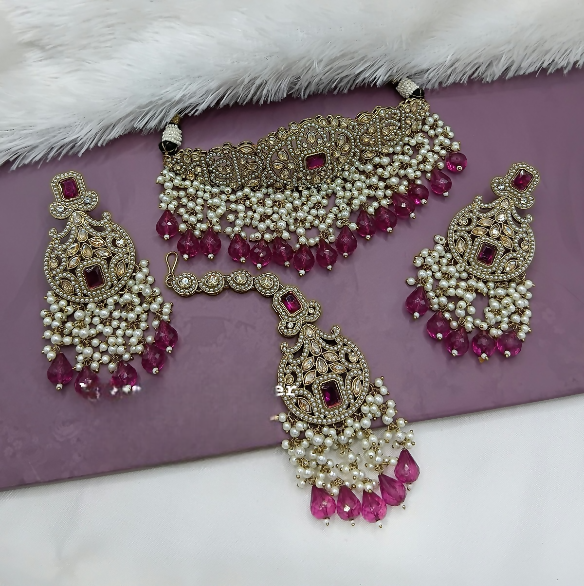 Joban Fashion Ruby Alloy Choker Set