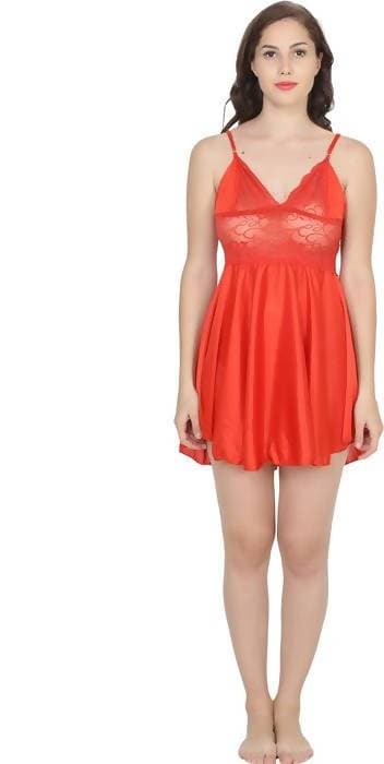Ruhani HLSC Poly Satin Red Short Nighty Fits Bust (Ruhani-NT-05-FS)