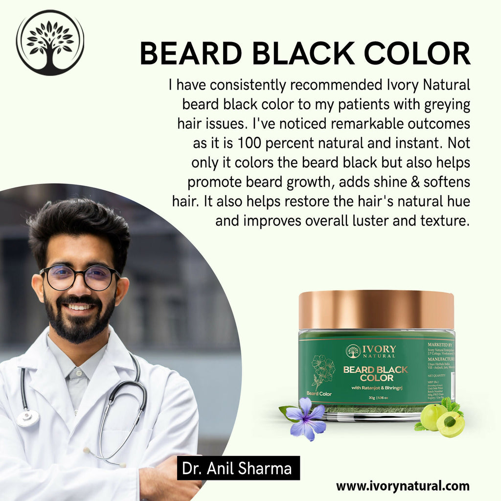 Ivory Natural Beard Black Color Organic - Instant Natural Plant Based Beard Color Powder - Distacart