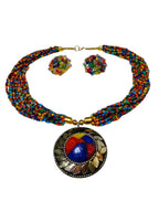 Inhanns All-Day Statement Beaded Necklace Set - Multi Colour