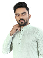 Anaita Sky_Blue Lucknowi Work Silk Straight Kurta