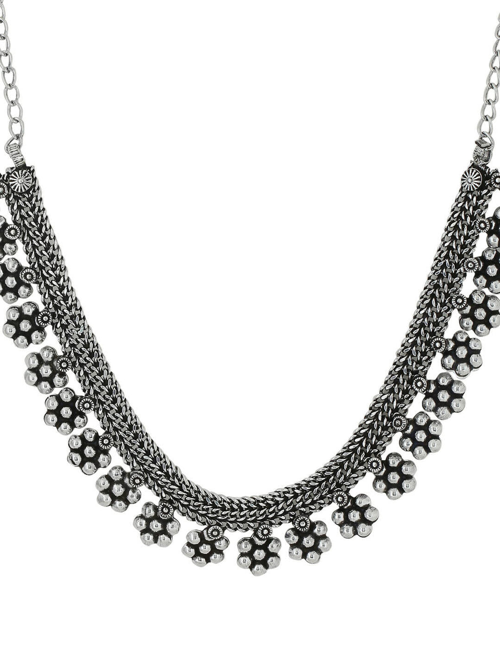 NVR Women Silver-Plated Oxidised Necklace