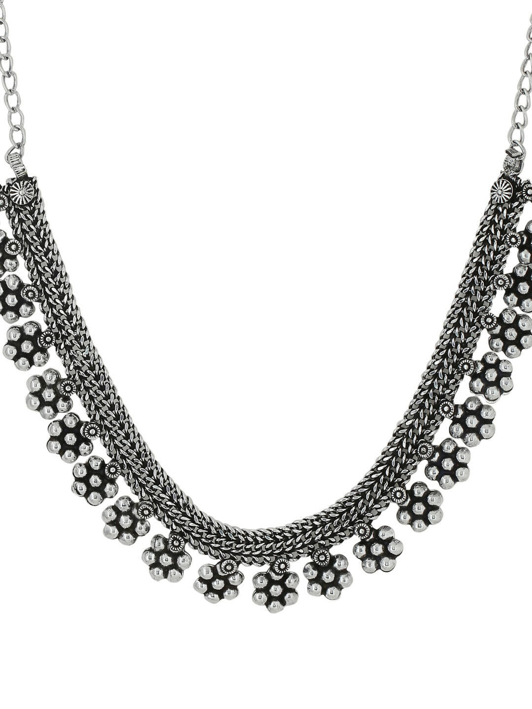 NVR Women Silver-Plated Oxidised Necklace