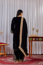 Teeya Creation Black Color Velvet Silk Embroidery Work Party Wear Suit - Distacart