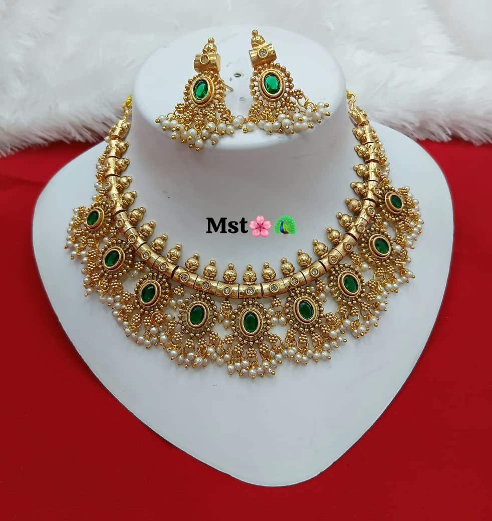 Joban Fashion Women Green Copper Necklace Set - Distacart