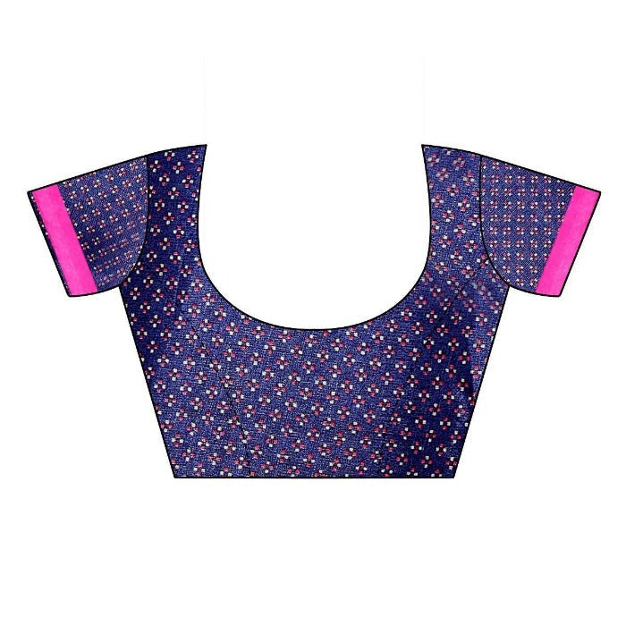 Vamika Navy Mirror Work With Jhalar Khadi Silk Blouses