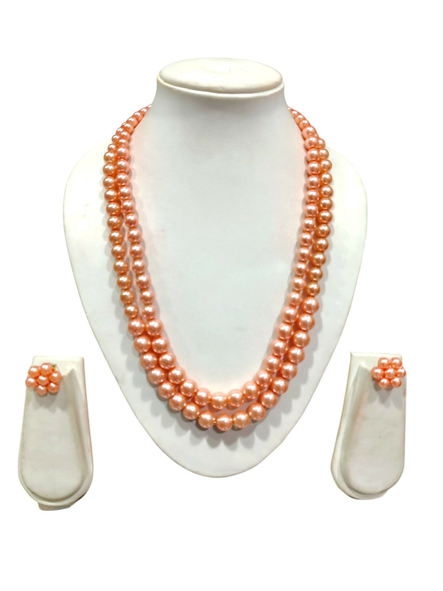 Inhanns Everyday Workwear Pearl Set (Double Layered Pearls) - Orange