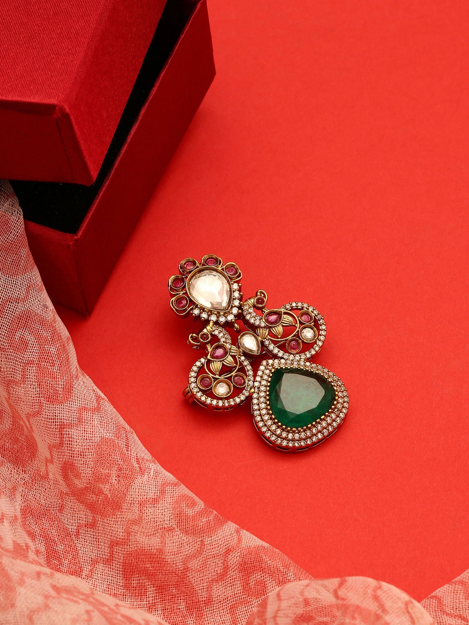 Ruby Raang Green Mosaic Brooch