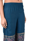 Aniyah Latest Rayon Block Print Flared Palazzo In Blue (AN-161K)