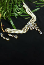 Mominos Fashion Johar Kamal Gold-Plated Brass Finish Kundan/Stone Choker For Women (White) - Distacart