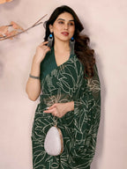 Partywear Designer Georgette Green Fancy Saree - Durga