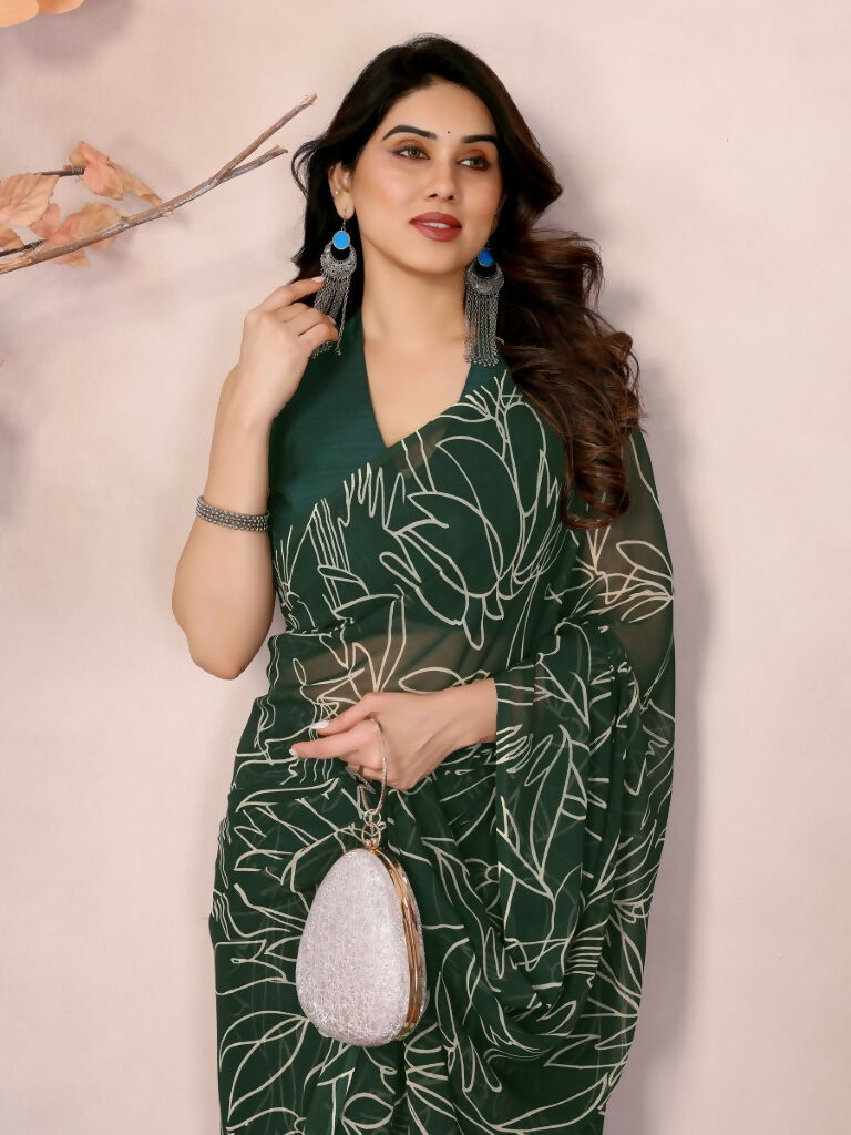 Partywear Designer Georgette Green Fancy Saree - Durga