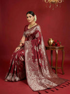 Shree Shyam Fashion Maroon Silk Blend Saree - Distacart