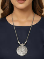 NVR Women Round Mandaliya Silver Plated Necklace