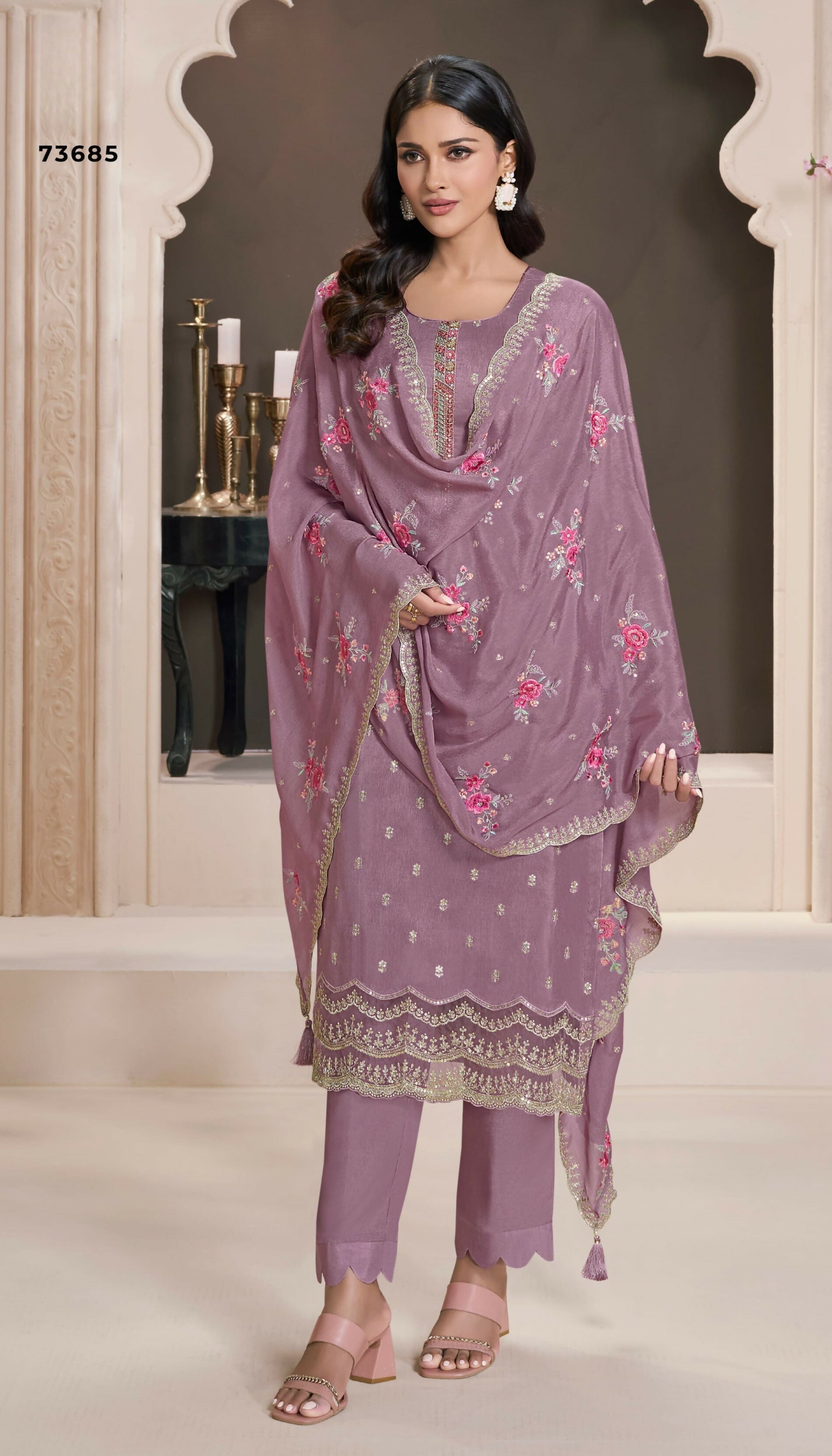 Anaita Purple Silk Embroidered Stitched Salwar Suit - Distacart