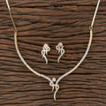 Joban Fashion Women Brass Golden White Ad Necklace Set