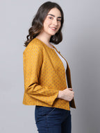 Even Apparels Yellow 100% Viscose Open Front Statement Women's Jacket