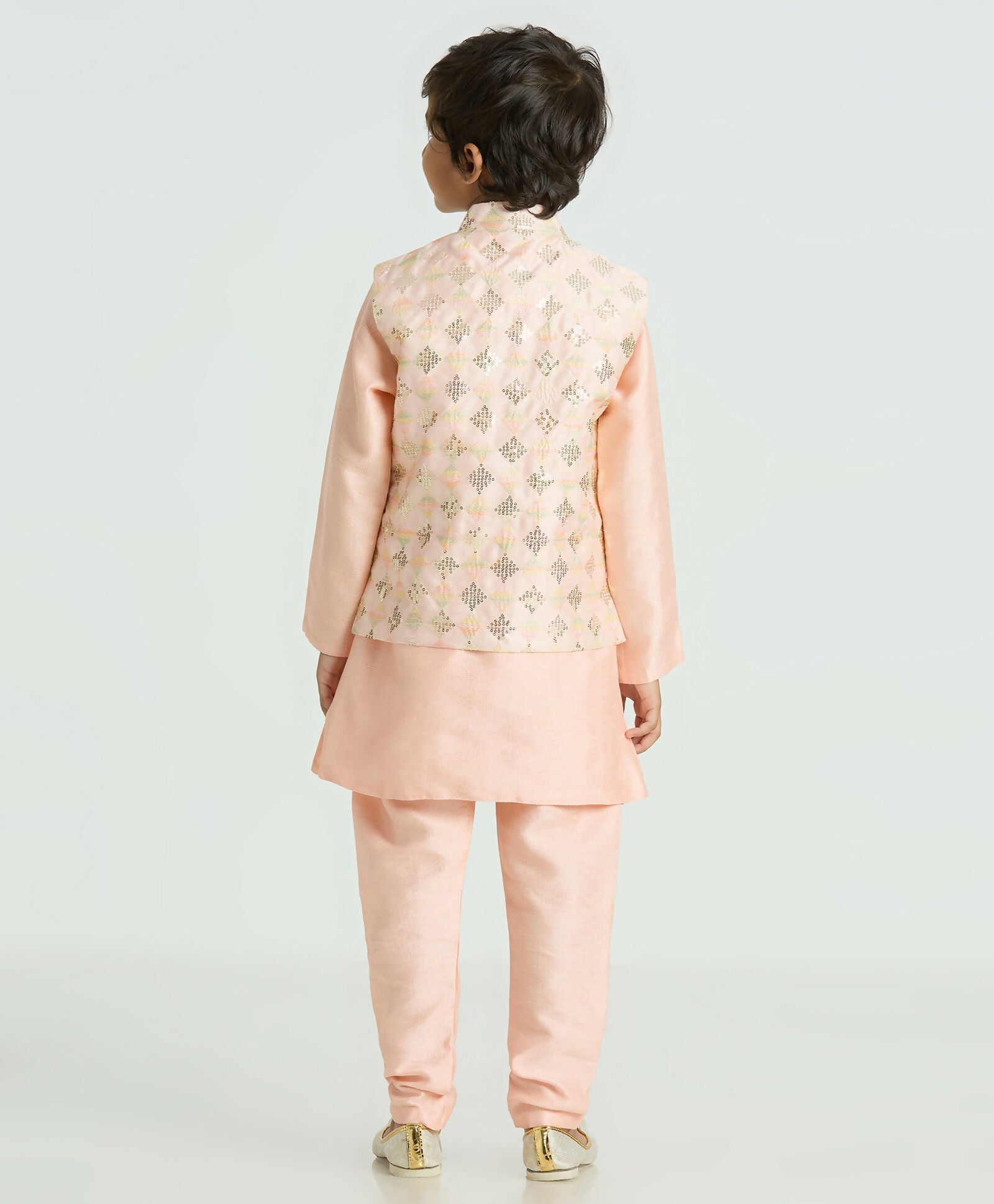 Joban Fashion Kids Island Traditional with a modern touch Nehru Jacket Full Sleeves Kurta, Pyjama Set - Peach - Distacart
