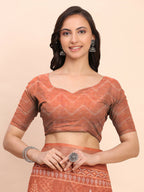 Shree Shyam Fashion Linen Cotton Rust Saree - Distacart