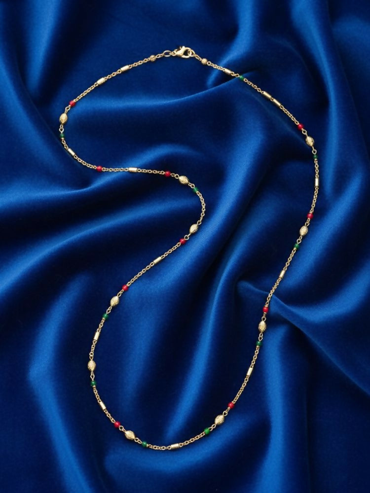 NVR Women Gold Plated Artificial Beads Chain - Distacart