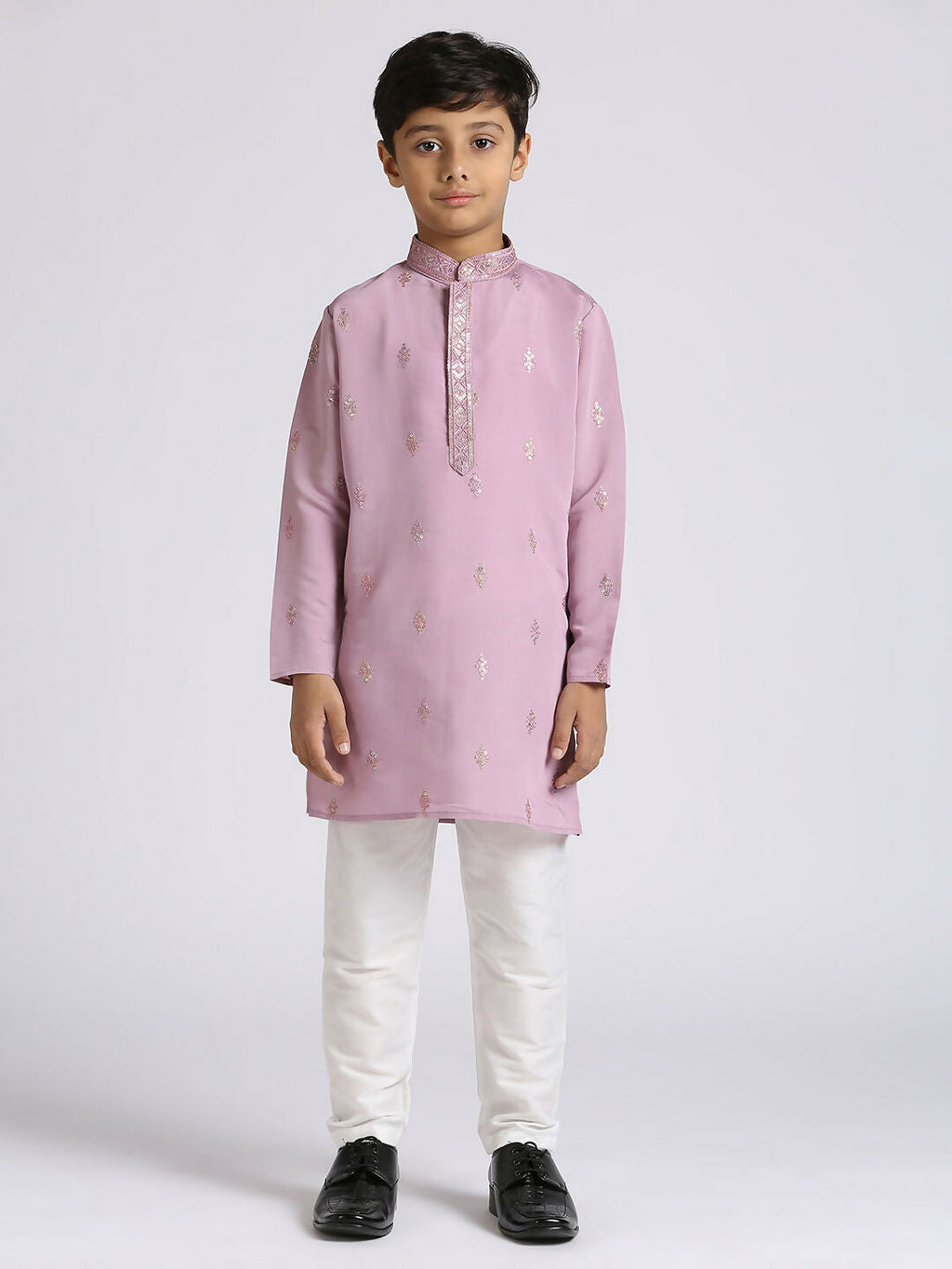 Joban Fashion Kids Island Traditional Ethnic Wear with Silk Sequence Embroidery Full Sleeves Kurta and Pyjama Set - Purple
