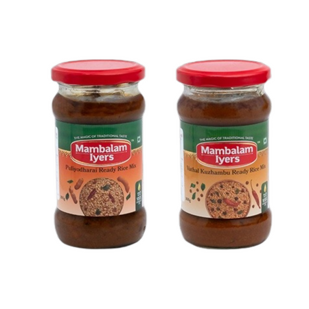 Mambalam Iyers Puliyodharai & Vathal Kuzhambu Ready Rice Mix Combo
