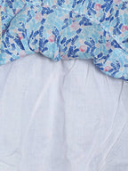 Manet Girls Cotton Layer Frock Leaf Printed - Blue