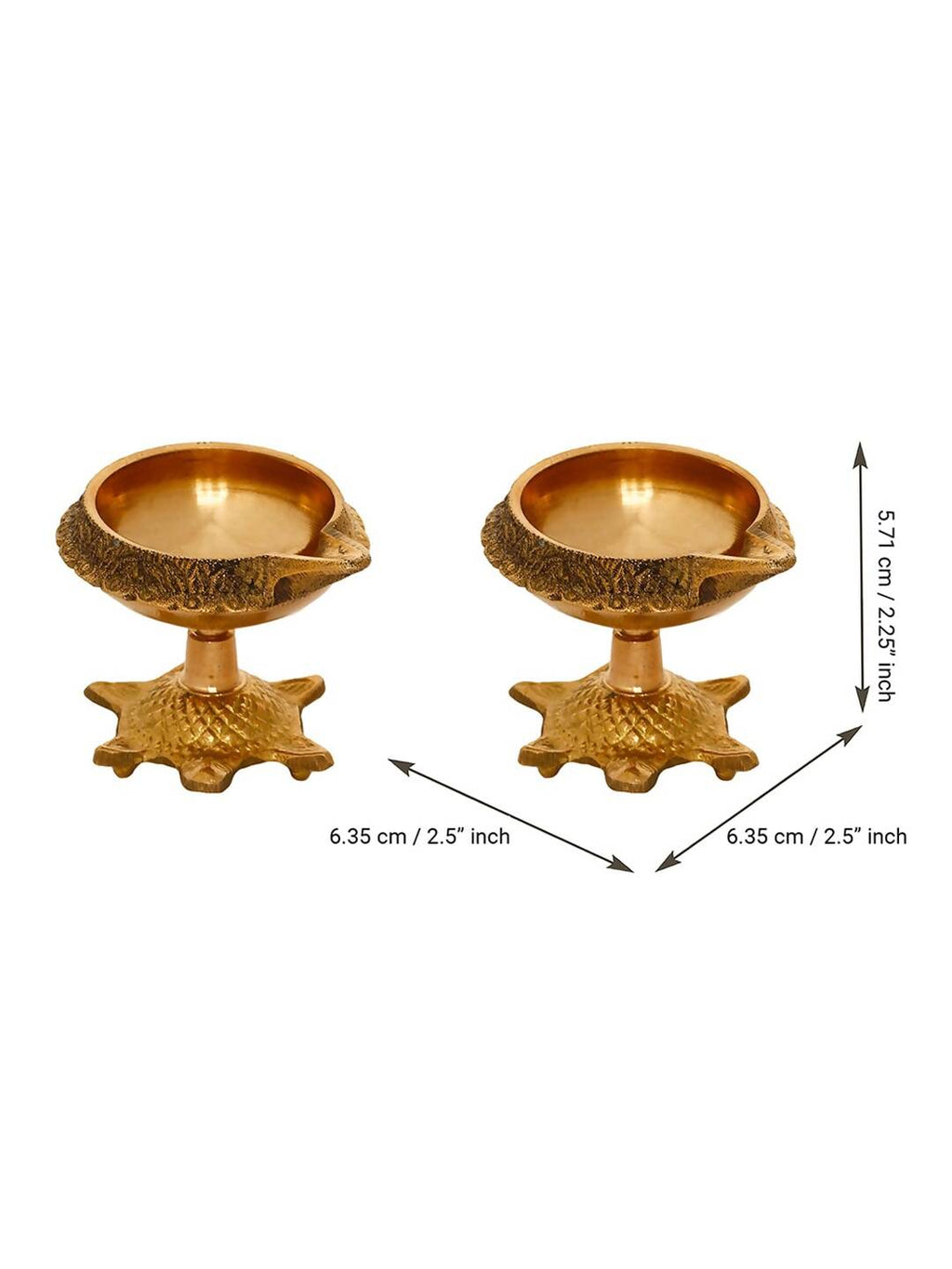 eCraftIndia Set of 2 Diya with Tortoise Base