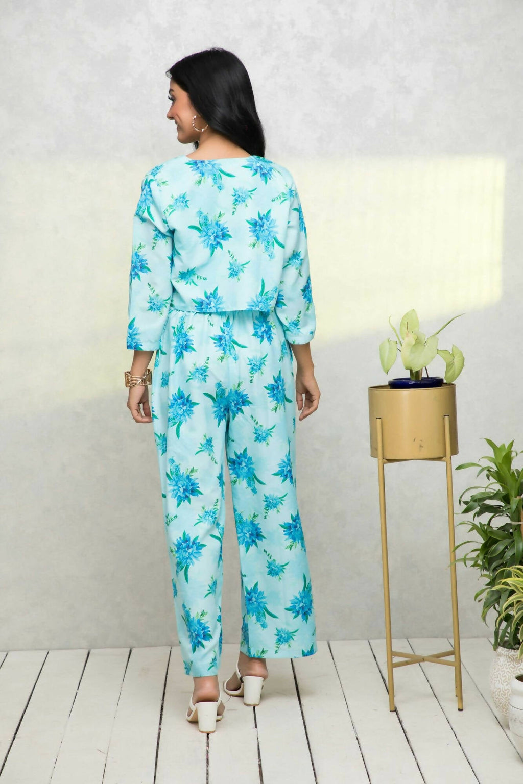 Myshka Women Blue Printed Pastels Co-Ords - Distacart