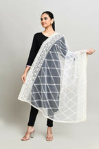 Joban Fashion White Cotton Embroidery Work Pakistani Karanchi Dupatta