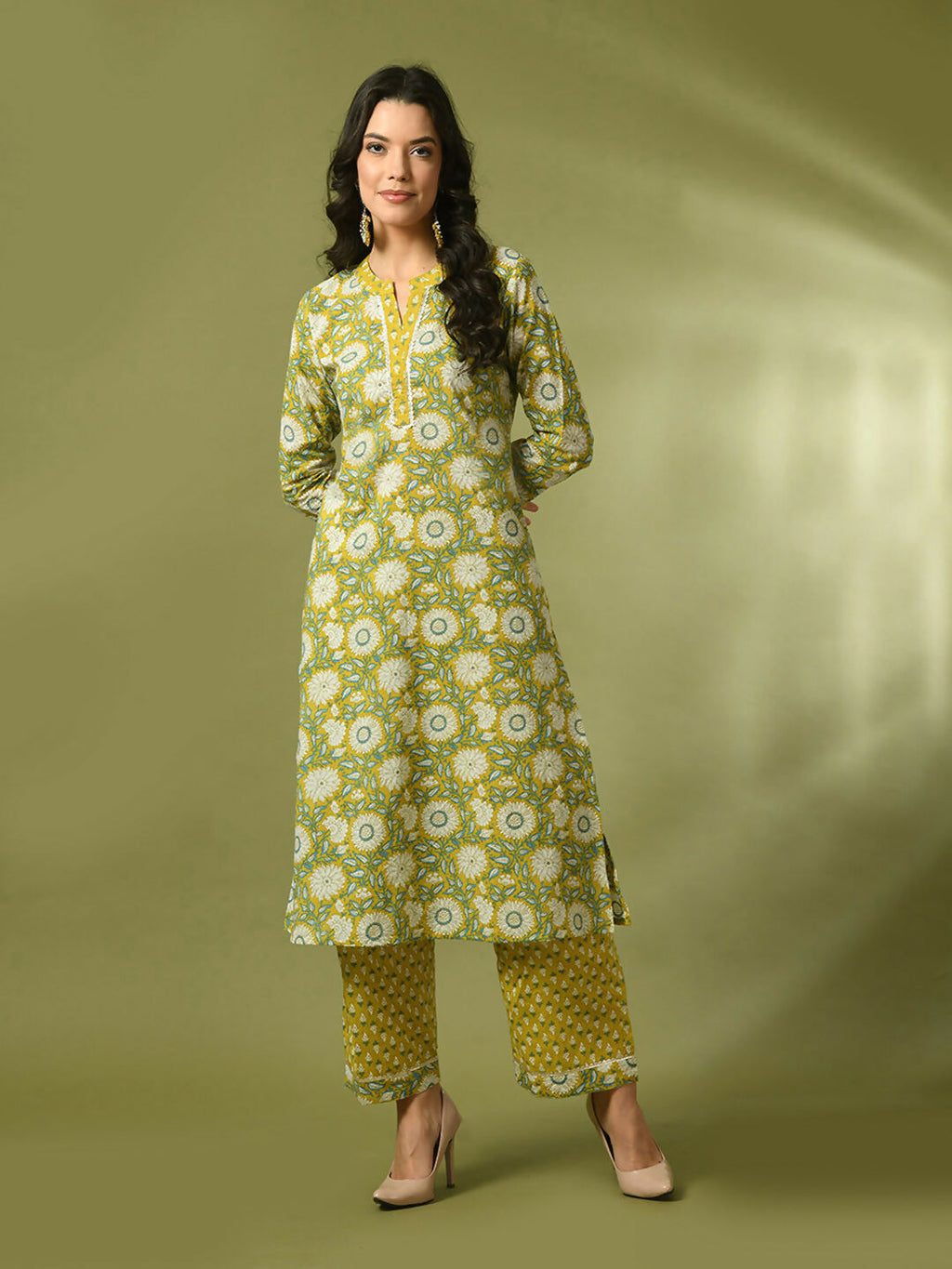 Myshka Women's Multi Printed Cotton Straight Party Kurta Set
