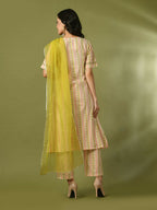 Myshka Women's Multi Printed Cotton Straight Party Kurta Set With Dupatta