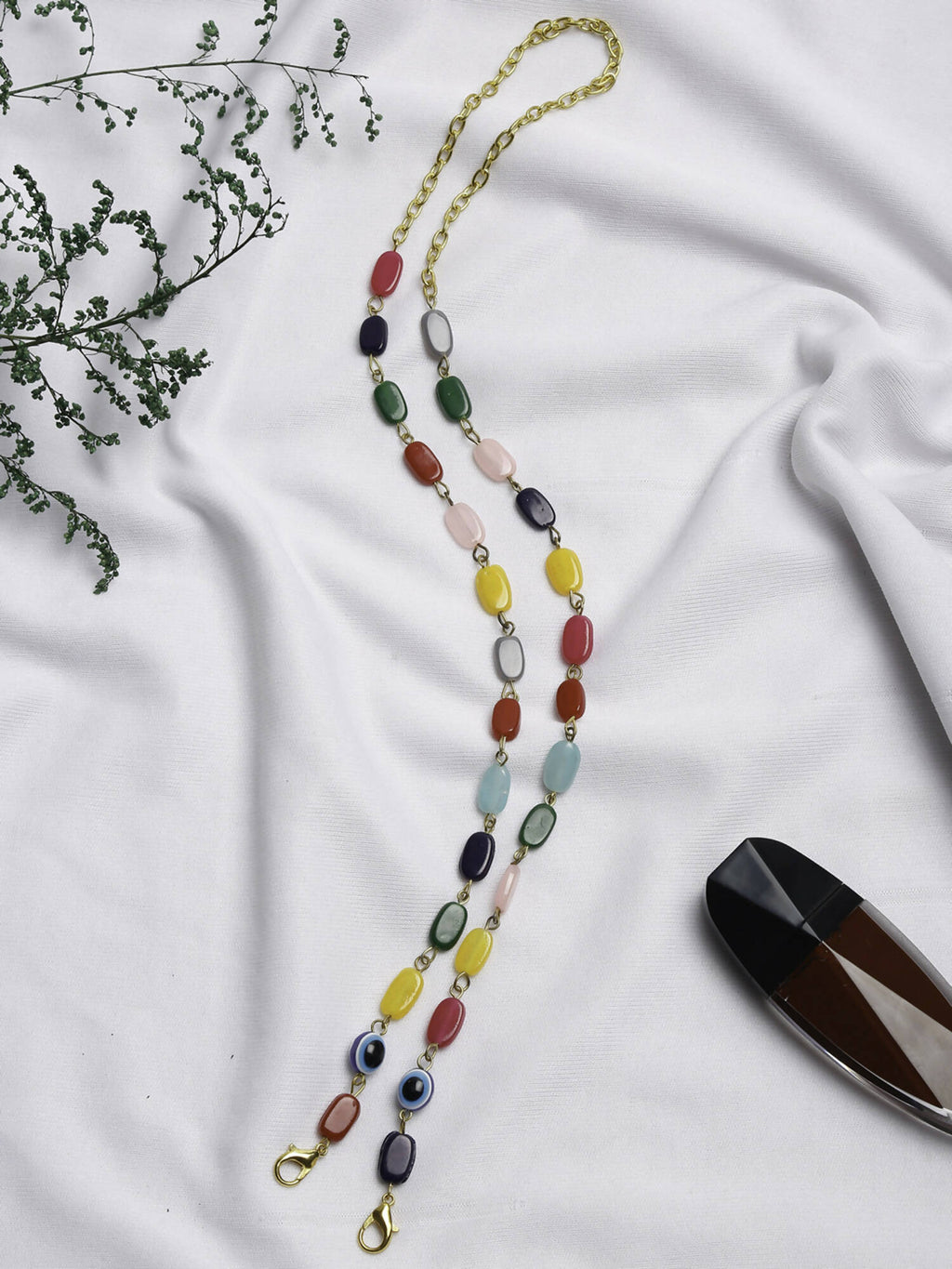 Multicolored Beaded Evil Eye Mask Chain - Ruby Raang - Distacart