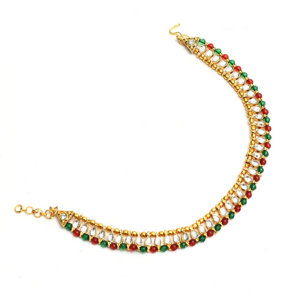 Mominos Fashion Kamal Johar Multi Kundan Anklets
