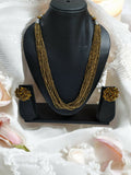 Inhanns Bloom Handmade Beaded Necklace With Earrings - 12 Layers - Golden Necklace Set