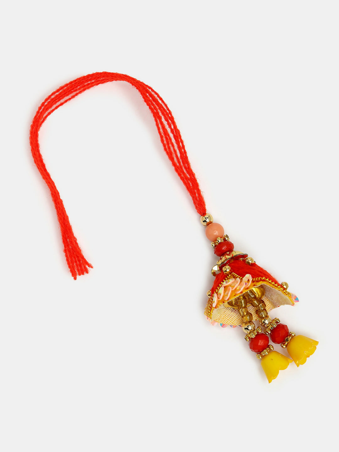 NVR Women & Men Set of 2 Red & Gold-Toned Stone-Studded Bhaiya Bhabhi Rakhi With Roli Chawal - Distacart